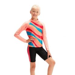 Koszulka Do Pływania Speedo Ls Prt Pnl Rash Top Junior. Brązowe t-shirty i topy dla dziewczynek Speedo, bez wzorów, bez ramiączek. Za 172.49 zł.