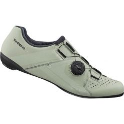 Buty rowerowe damskie Shimano SH-RC300. Zielone obuwie sportowe damskie Shimano, bez wzorów, rowerowe. Za 489.30 zł.