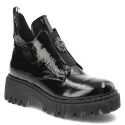 Czarne Botki Lemar Damskie Eleganckie Obuwie na Jesień. Czarne botki damskie Lemar, na jesień, ze skóry, eleganckie, bez obcasa, bez zapięcia. Za 309.00 zł.