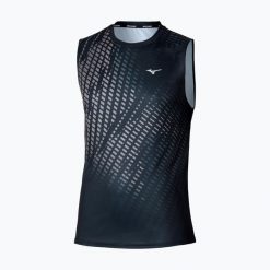 Koszulka do biegania męska Mizuno Core Graphic Sleeveless. Czarne koszulki sportowe męskie Mizuno, l, bez wzorów, z materiału, bez kołnierzyka, bez ramiączek, do biegania. Za 149.99 zł.