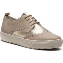 Oxfordy GEOX - D Breeda A D922QA 054AJ C5379 Beige/Lt Gold. Brązowe półbuty damskie Geox, bez wzorów, z materiału, bez obcasa, na płaskiej podeszwie, bez zapięcia. W wyprzedaży za 219.00 zł.