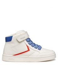 Geox Sneakersy J Eclyper J56LSA 0BC11 C1Z7S S Biały. Białe buty sportowe chłopięce Geox, bez wzorów, ze skóry, bez zapięcia. Za 179.99 zł.