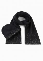 Szal + czapka (2 części). Czarne czapki i kapelusze damskie bonprix, na zimę, bez wzorów. Za 129.99 zł.