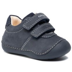 Półbuty Geox. Niebieskie półbuty chłopięce Geox, bez wzorów, bez zapięcia. Za 149.99 zł.