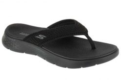 Japonki damskie, Go Walk Flex Sandal - Holly. Czarne klapki damskie Skechers, bez wzorów, z materiału, sportowe, bez obcasa. Za 189.99 zł.