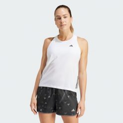 Koszulka bez rękawów Own The Run. Białe koszulki sportowe damskie Adidas, m, bez wzorów, z materiału, bez kołnierzyka, bez ramiączek, na fitness i siłownię. Za 149.00 zł.