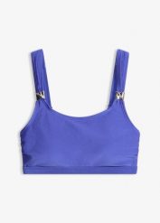 Biustonosz bikini bustier z połyskującego materiału. Niebieskie bikini damskie bonprix, bez wzorów. Za 27.99 zł.