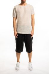 Takeshy Kurosawa T-shirt "Lino" | 83333 | Lino | Mężczyzna | Beżowy. Brązowe t-shirty męskie Takeshy Kurosawa, m, bez wzorów, z bawełny, bez kołnierzyka. W wyprzedaży za 299.00 zł.