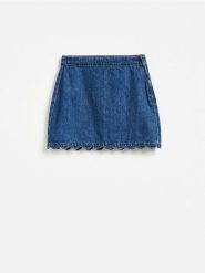 Jeansowa spódnica mini - granatowy. Niebieskie spódnice damskie Reserved, l, bez wzorów, z bawełny, mini, proste. Za 89.99 zł.