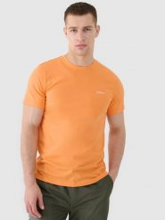 4F T-shirt regular gładki męski - pomarańczowy 3XL. Brązowe koszulki sportowe męskie 4f, m, bez wzorów, z bawełny, klasyczne, bez kołnierzyka. W wyprzedaży za 39.99 zł.