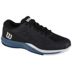 Buty do tenisa męskie Wilson Rush Pro Ace. Czarne buty sportowe męskie Wilson, z gumy, bez zapięcia, tenisowe. Za 379.99 zł.