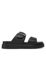 Barbour Klapki Adele LFO0761BK51 Czarny. Czarne klapki damskie Barbour, bez wzorów, ze skóry, bez obcasa. Za 319.99 zł.