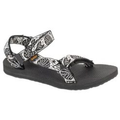 Oryginalne Sandały Uniwersalne Dla Kobiet. Czarne sandały damskie Teva, bez wzorów, z gumy, bez obcasa, bez zapięcia. Za 389.99 zł.