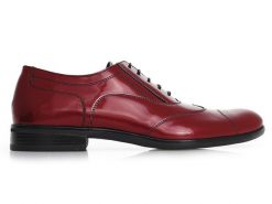 Bordowe lakierowane obuwie męskie - Austerity T177. Czerwone eleganckie półbuty Modini Moda Męska, z lakierowanej skóry, casualowe, bez zapięcia. W wyprzedaży za 333.00 zł.