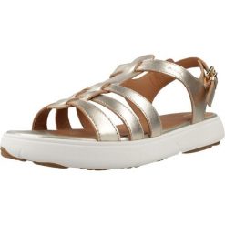 Sandały GEOX D NEBULA 2.0 C S Złoty. Żółte sandały damskie Geox, bez wzorów, ze skóry, bez obcasa, bez zapięcia. Za 427.99 zł.