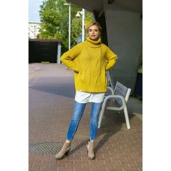 Żółty Asymetryczny Oversizowy Golf w Warkocze. Swetry damskie Molly.pl. Za 179.90 zł.