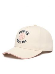 Guess Czapka z daszkiem V6RZ03 WO07T Beżowy. Brązowe czapki i kapelusze damskie Guess, z aplikacjami, z bawełny. Za 159.99 zł.