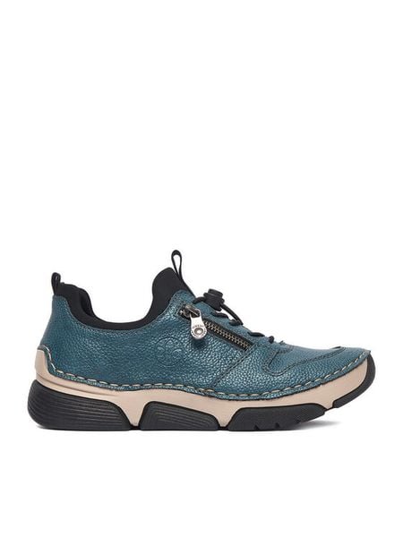 Rieker Sneakersy CEO-45951-14 Niebieski. Niebieskie półbuty damskie Rieker, bez wzorów, bez obcasa, na płaskiej podeszwie, bez zapięcia. Za 379.99 zł.