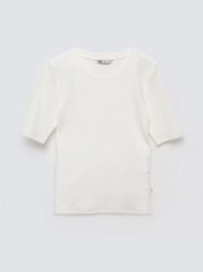 Koszulka damska w prążek biała Imija 100. Białe t-shirty damskie Big Star, l, bez wzorów, z dzianiny, bez kołnierzyka. Za 79.99 zł.