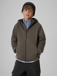 4F Kurtka softshell wiatroodporna membrana 5000 chłopięca - khaki 146 (10-11 lat). Brązowe kurtki i płaszcze dla chłopców 4f, bez wzorów, z softshellu, klasyczne, bez kaptura. Za 169.99 zł.