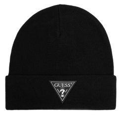 Czapka Guess. Czarne czapki i kapelusze męskie Guess, na zimę, z aplikacjami. Za 154.99 zł.