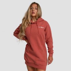 Bluza damska fitness z kapturem długa cynamonowa Limitless Longline. Brązowe bluzy damskie GYMBEAM, s, bez wzorów, z bawełny, z kapturem, na fitness i siłownię. Za 127.90 zł.