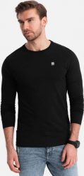 Ombre Longsleeve męski z elastanem sygnowany z okrągłym dekoltem - czarny V3 OM-LSCL-0102 S. Czarne bluzki z długim rękawem męskie Ombre, m, bez wzorów, z elastanu, bez kołnierzyka. Za 79.99 zł.