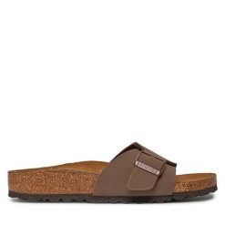 Klapki Birkenstock. Szare klapki damskie Birkenstock, bez wzorów, bez obcasa. Za 549.99 zł.