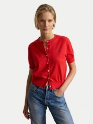Polo Ralph Lauren Kardigan 211A12718002 Czerwony Regular Fit. Czerwone kardigany damskie Polo Ralph Lauren, xl, bez wzorów, z bawełny, bez kołnierzyka, bez ramiączek, bez kaptura. Za 769.99 zł.