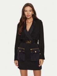 Elisabetta Franchi Sukienka koktajlowa AB-655-46E1 Czarny Regular Fit. Czarne sukienki damskie Elisabetta Franchi, bez wzorów, z wiskozy, wizytowe, bez kołnierzyka, bez ramiączek. Za 2,409.00 zł.