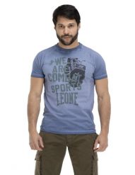 T-shirt męski w starym kolorze Indigo. Szare t-shirty męskie LEONE 1947 APPAREL, l, bez wzorów, z bawełny, retro, bez kołnierzyka. Za 63.11 zł.