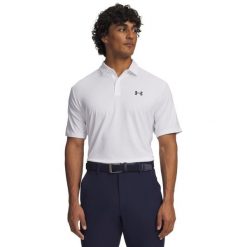 Polo z krótkim rękawem Mężczyzna UNDER ARMOUR UA MATCHPLAY POLO. Białe koszulki sportowe męskie Under Armour, m, bez wzorów, z materiału, bez kołnierzyka, bez ramiączek. Za 317.00 zł.
