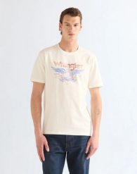 MESKA KOSZULKA WRANGLER AMERICANA TEE WORN WHITE 112387010. Białe t-shirty męskie Wrangler, m, bez wzorów, bez kołnierzyka. Za 129.99 zł.