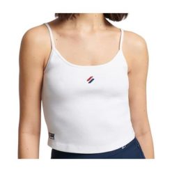Koszulka turystyczna damska SuperDry Code Essential Strappy Tank Top. Białe koszulki sportowe damskie Superdry., s, bez wzorów, z bawełny, bez kołnierzyka, bez ramiączek. Za 81.00 zł.