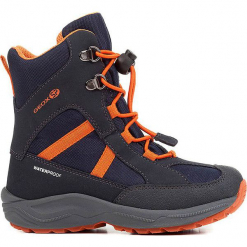 Botki zimowe "New Alaska" w kolorze granatowo-pomarańczowym. Buty zimowe chłopięce marki Geox. W wyprzedaży za 195.95 zł.