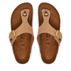 Japonki Birkenstock. Brązowe klapki damskie Birkenstock, bez wzorów, bez obcasa. Za 486.99 zł.