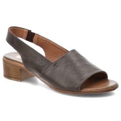 Sandały damskie Armodo, cholewka ze skóry naturalnej licowej z szerokim paskiem na obcasie, brązowe, 40518. Brązowe klapki damskie Armodo, bez wzorów, ze skóry, bez obcasa, na obcasie. Za 339.00 zł.