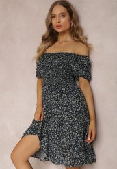 Czarna Sukienka z Wiskozy Hermamia. Czarne sukienki damskie Renee, na lato, s, bez wzorów, z tkaniny, bez kołnierzyka, bez ramiączek, mini, rozkloszowane. Za 49.99 zł.
