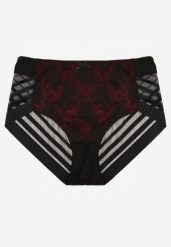 Czarno-Czerwone Siateczkowe Majtki Figi High Waist z Koronkowymi Zdobieniami Heylih. Czarne figi damskie Renee, plus size, z aplikacjami, z jeansu. Za 19.99 zł.