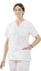 Visent BLUZA MEDYCZNA DAMSKA BLUZA LEKARSKA biały XXXL. Białe bluzy damskie Visent, bez wzorów, bez kaptura. Za 59.99 zł.