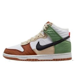 Buty do chodzenia dla dorosłych Nike Dunk High Next Nature Summit White. Brązowe obuwie sportowe damskie Nike, bez wzorów, ze skóry, trekkingowe, Inne modele. Za 1,022.00 zł.