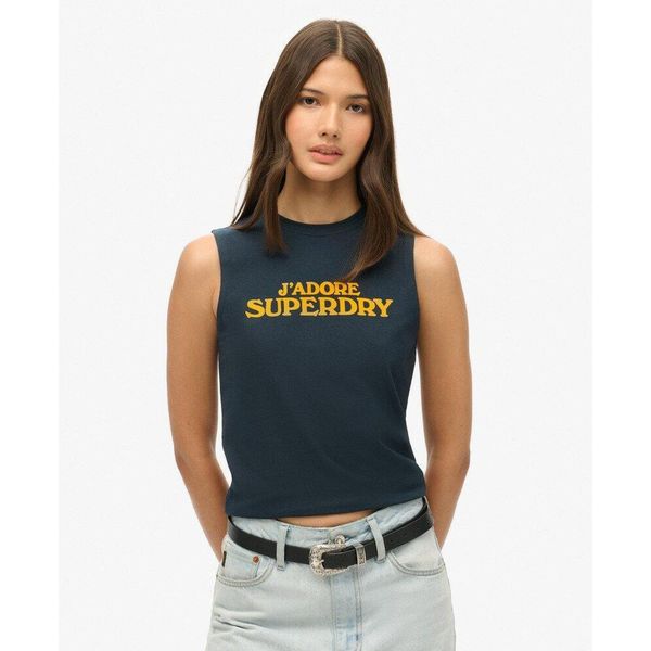 Luksusowy, dopasowany top sportowy z grafiką. Niebieskie bielizna termoaktywna damska Superdry., bez wzorów, bez ramiączek. W wyprzedaży za 144.35 zł.