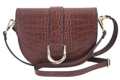 Listonoszka skórzana croco BARBERINI'S 971-6 brązowa. Brązowe torby na ramię damskie Barberinis, z aplikacjami, ze skóry, eleganckie, z tłoczeniem, bez dodatków. Za 279.99 zł.