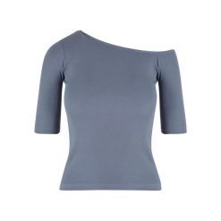 Koszulka damska Urban Classics Organic Asymmetric Rib. Szare t-shirty damskie Urban Classics, bez wzorów, z bawełny, z asymetrycznym kołnierzem. Za 93.00 zł.