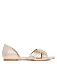 Clara Barson Baleriny WS24038-03 Złoty. Żółte baleriny damskie Clara Barson, bez wzorów, ze skóry, bez obcasa. Za 99.99 zł.