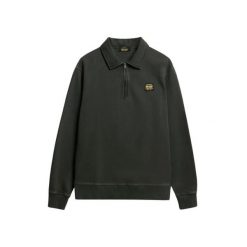 Bluza z suwakiem 1/2 i kontrastowymi szwami Superdry. Czarne bluzy męskie Superdry., l, bez wzorów, bez kaptura. Za 367.15 zł.