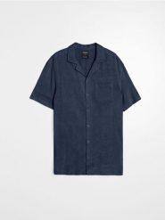 Koszula z domieszką lnu - szary. Szare koszule męskie Sinsay, l, bez wzorów, bez kołnierzyka, bez ramiączek. Za 59.99 zł.