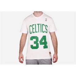 Koszulka sportowa męska Mitchell & Ness BNN3CW19045BCEWHIT00PPI. Białe koszulki sportowe męskie Mitchell & Ness, m, bez wzorów, bez kołnierzyka, bez ramiączek. Za 261.00 zł.