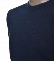 Sweter męski z bawełny elegancki bawełniany granatowy 100% bawełna L. Niebieskie bluzy męskie Giovane Ricco, l, bez wzorów, z bawełny, bez kaptura. Za 99.00 zł.