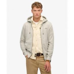 Bluza z kapturem i zamkiem błyskawicznym Superdry Logo Essential. Szare bluzy męskie Superdry., m, bez wzorów, z kapturem. Za 342.35 zł.